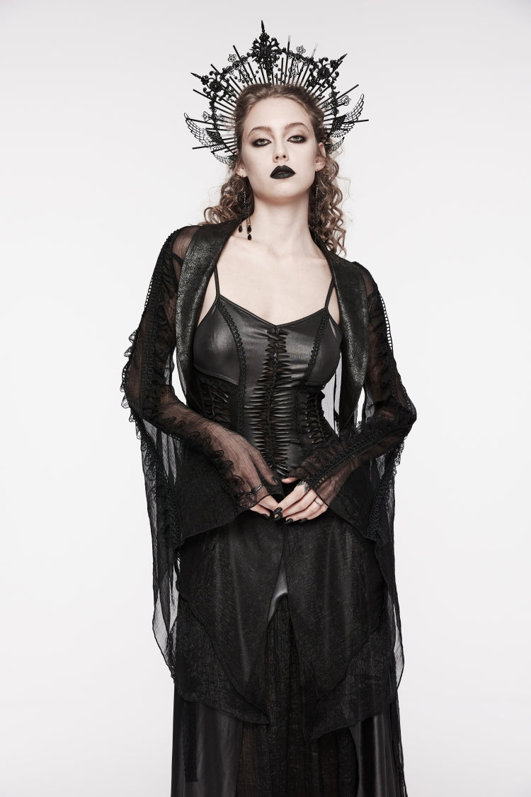 Black Off Shoulder Lace Lace-Up Slim Irregular Women's Gothic Jsk Wedding Dress - Product - 12