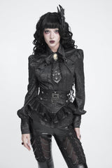 Black Lace Slim Fit Buckled Zippered Pleated Women's Gothic Girdle - Product - 4