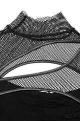 Black Off Shoulder Mesh Ripped Women's Punk T-Shirt - Product - 5