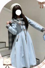 [Cookie Mousse] Single Breasted Long Sleeves Bowknot Stitching Sweet Elegant Lolita Coat 2 Colors - Product - 7