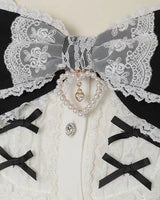 Sweet Short Sleeves Jacquard Ruffled Bow Lolita Blouse 3 Colors - Product - 5