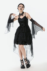 Black Sleeveless Multi-Layered Lace Women's Gothic Fishtail Slip Dress Graduation Dress - Product - 9