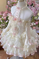 Multi-Color Ballet of Flora Halterneck Multi-layer Ruffle Lace Sweet Lolita Dress - Product - 5