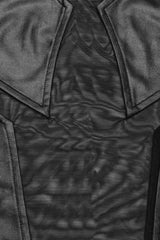 Black Leather Stitching Mesh Sheer Womens Steampunk Vest - Product - 7