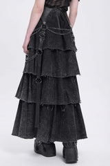 Black Multi-Layered Lace-Up Chain Women's Punk Skirt - Product - 3