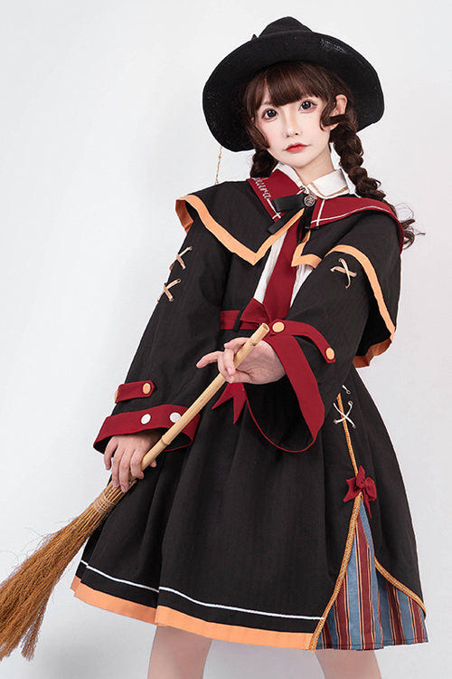 Black High Waist Magic Sweet Lolita OP Dress With Cloak - Product - 3