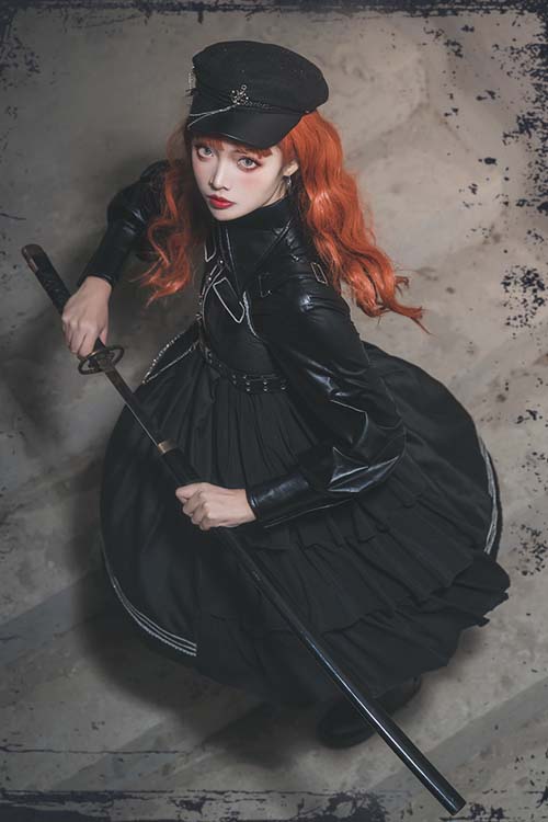 Black Night Owl Handsome Cool Gothic Lolita JSK Dress - Product - 7