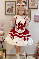 [Cream Snow Cat] Winter Ruffle Bowknot Sweet Lolita Jsk Dress 3 Colors - Product - 2