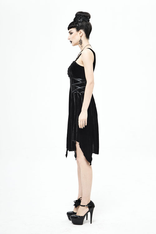 Black Sharp Angled Irregular Hem Gothic Dress - Product - 5