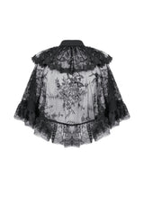 Black Bouble-Breasted Floral Lace Women's Gothic Cape - Product - 14