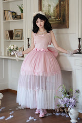 Pink [Foamy Sea] Sleeveless Ruffle Bowknot Fishbone Sweet Lolita Jsk Dress - Product - 5