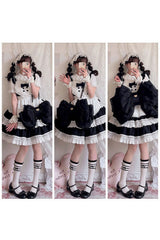 Black Big Bowknot Metal Heart Nameplate Lolita Backpack - Product - 7