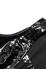 Black Patent Leather Hollow Slim Womens Steampunk Vest - Product - 9