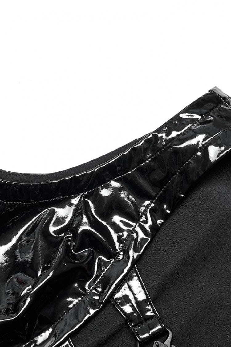 Black Patent Leather Hollow Slim Womens Steampunk Vest - Product - 9