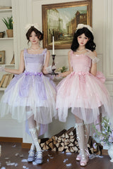 Purple [Foamy Sea] Sleeveless Ruffle Bowknot Fishbone Sweet Lolita Jsk Dress - Product - 10