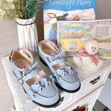 Sweet Ruffle Bowknot Japanese Lolita Shoes 15 Colors - Silky-Gray-Blue - 6