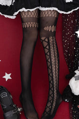 Hollow Classic Gothic Lolita Pantyhose 2 Colors - Product - 2