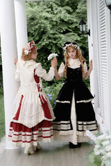 Red [Lily] Multi-Layered Ruffle Lace Classic Elegant Lolita Jsk Dress - Product - 12