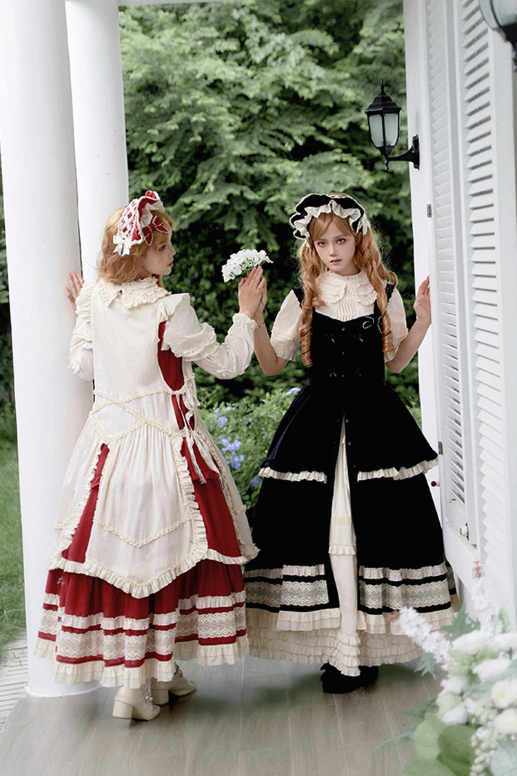 Red [Lily] Multi-Layered Ruffle Lace Classic Elegant Lolita Jsk Dress - Product - 12