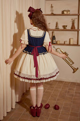 Multi-Color Snow White Lapel Collar Ruffle Short Sleeves Sweet Lolita Dress - Product - 9