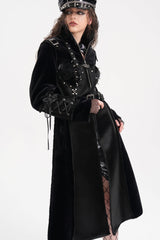 Black Women's Buckle-up Studs Eyelets Gothic Coat - Product - 14