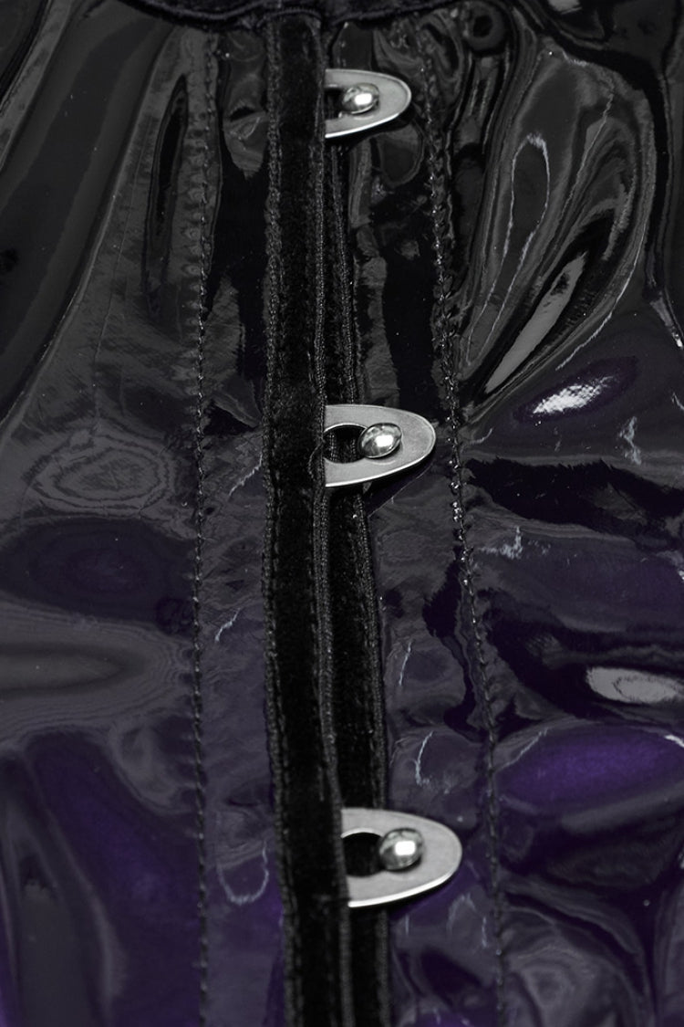 Black/Purple Gradient Patent Leather Women's Gothic Underbust Corset - Product - 8
