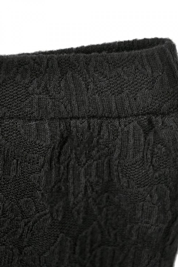 Black Floral Lace Sides Women's Gothic Short Leggings - Product - 5