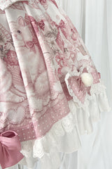 Pink [Sweet Dessert Cat] Print Ruffle Bowknot Lace Sweet Princess Lolita Dress Set - Product - 13