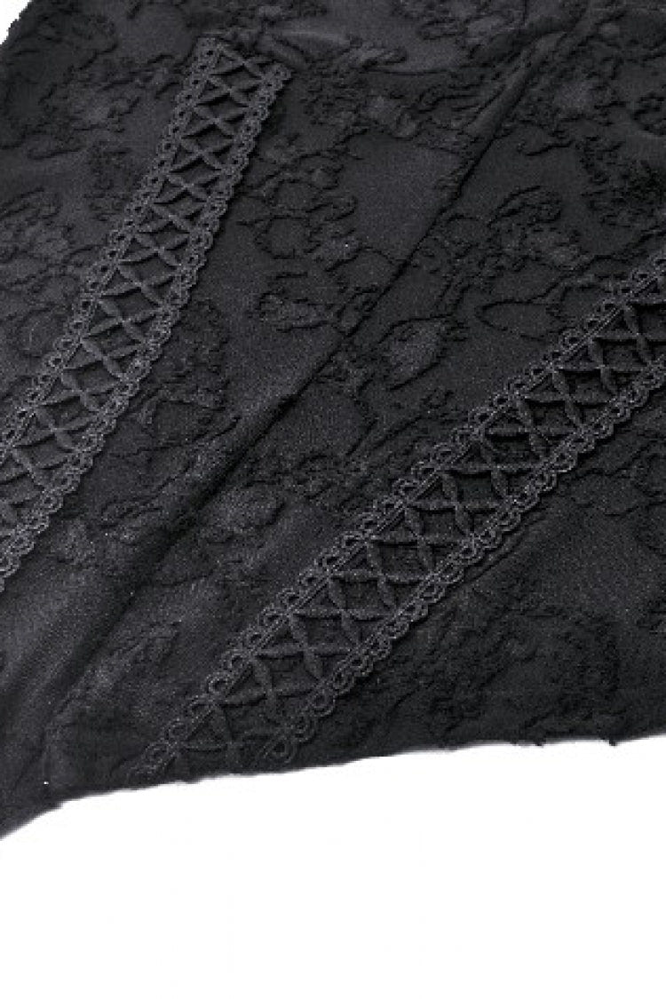 ブラック レディース ゴシック Vカラー ロング Flared 袖 レース パッチワーク ブラウス 商品画像