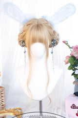 Almond Blonde Long Wavy Blunt Bangs Daily Sweet Lolita Wig - Product - 4