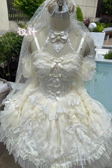 Ivory Ballet Dream Halterneck Ruffle Bowknot Lace Mesh Sweet Lolita Dress - Product - 6
