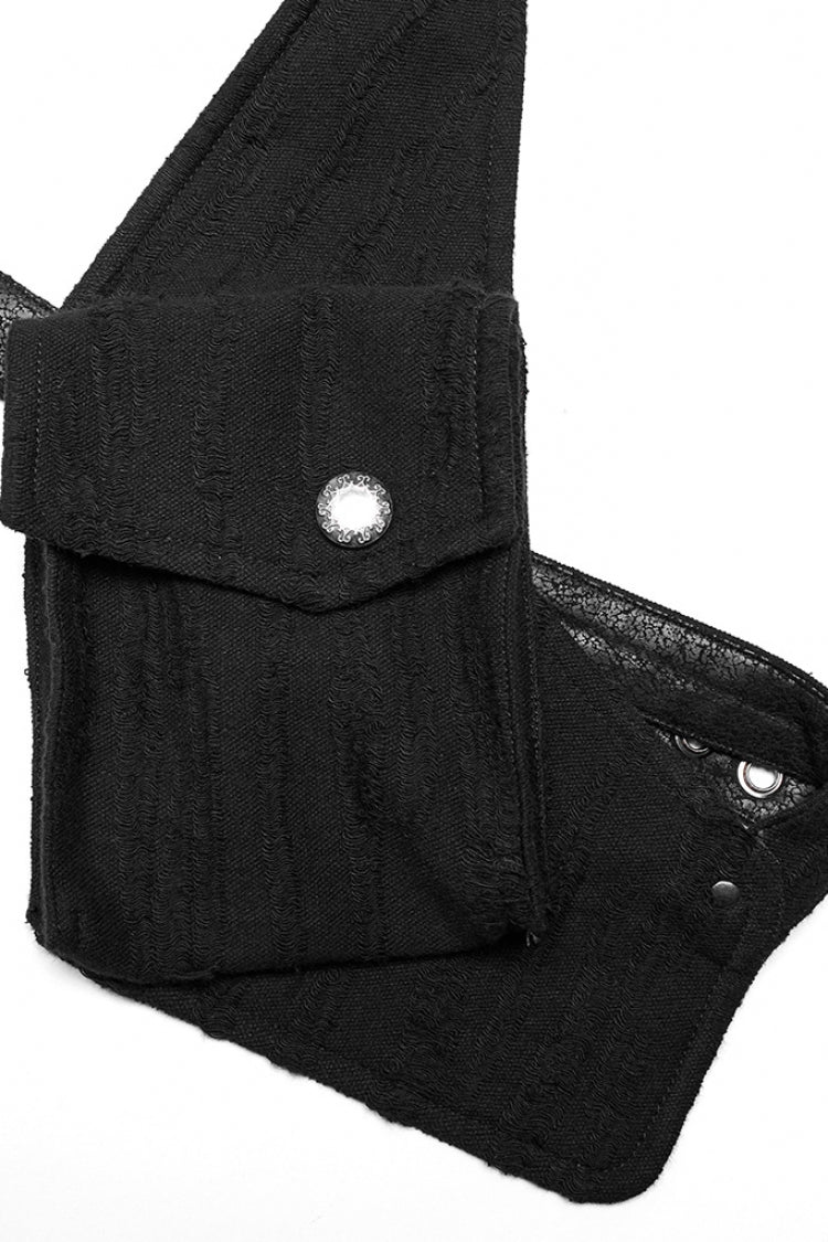 Black Crackle Leather Adjustable Men's Steampunk Strap Bag - Product - 5