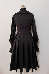 Black [Moonstone] Sleeveless Ruffle Ouji Gothic Prince Lolita Long Vest - Product - 3