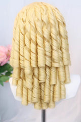 Pale Gold Ringlet Curls Lolita Wig Center Part with Blunt Bangs - Product - 3