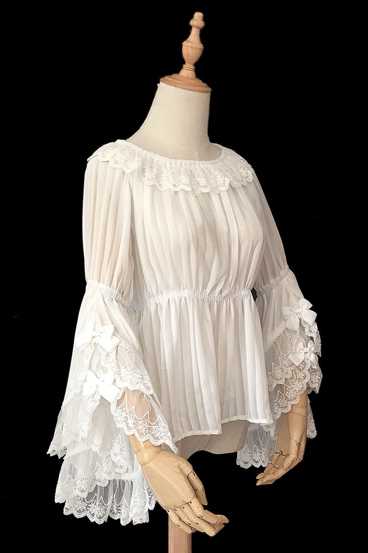 Fairytale Ball Party Big Hime Sleeves Chiffon Sweet Lolita Blouse 3 Colors - White - 1
