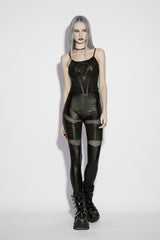 Black Off Shoulder Spliced Slim Mesh Eyelet Women's Punk Cool Corset - Product - 6