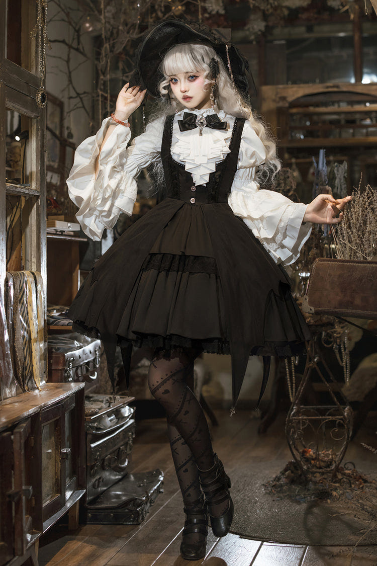 Black Magical Girl Ruffle Cardigan Bowknot Gothic Princess Lolita Strap Dress - Product - 3