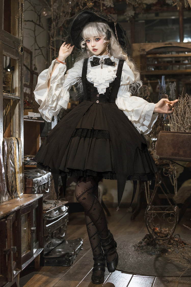 Black Magical Girl Ruffle Cardigan Bowknot Gothic Princess Lolita Strap Dress - Product - 3