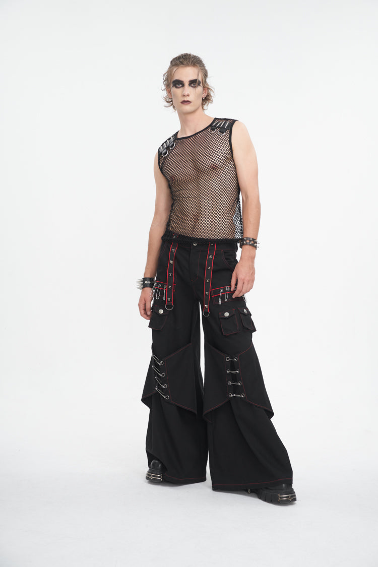Black Stitching Men's Gothic Trumpet Pants - Product - 4