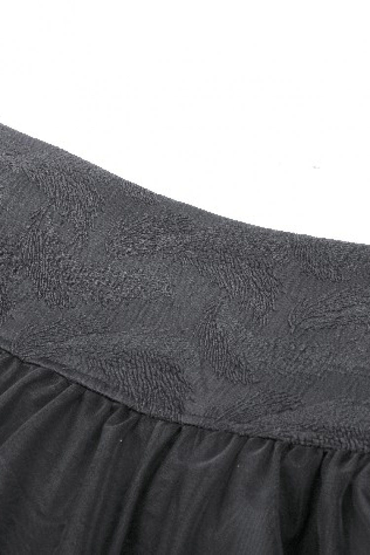 Black Layered Lace Mesh Lace-Up Zippered Women's Punk Mini Skirt - Product - 13