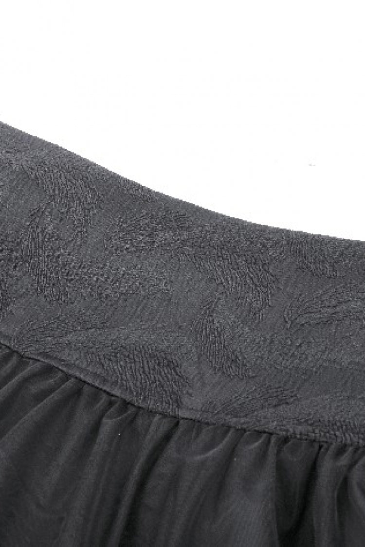 Black Layered Lace Mesh Lace-Up Zippered Women's Punk Mini Skirt - Product - 13