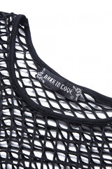 Black Sexy Long Sleeves Fishnet Mesh Women's Fitted Top - Product - 11