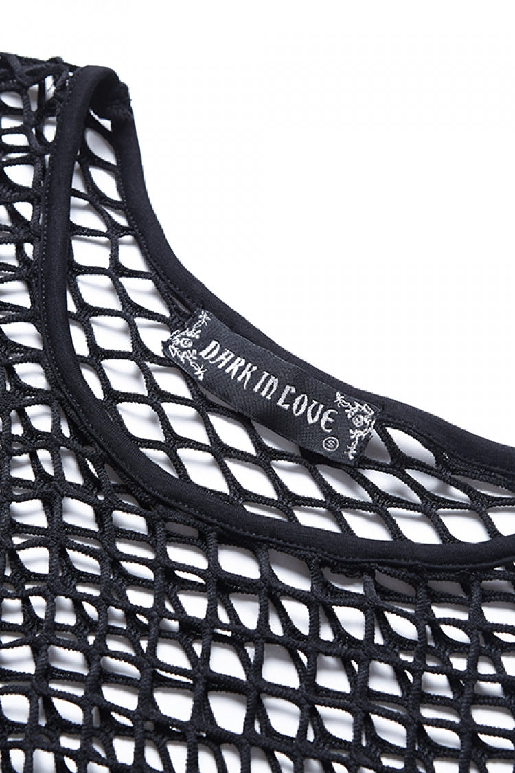 Black Sexy Long Sleeves Fishnet Mesh Women's Fitted Top - Product - 11