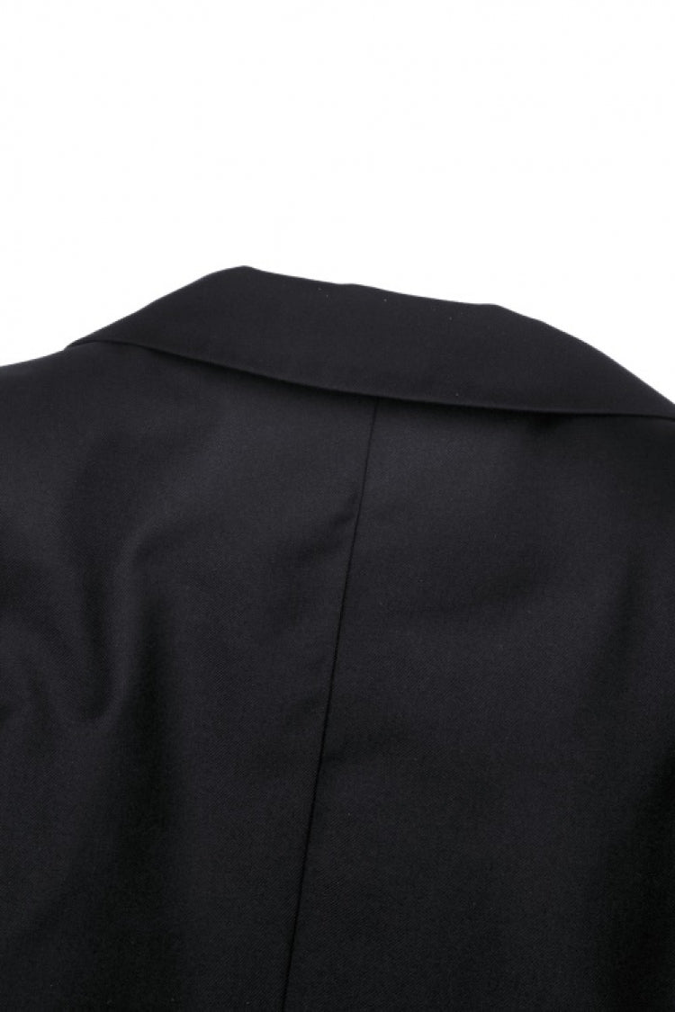 Black Lapel Collar Long Sleeves Chain-Decorated Women's Punk Irregular Short Jacket - Product - 16