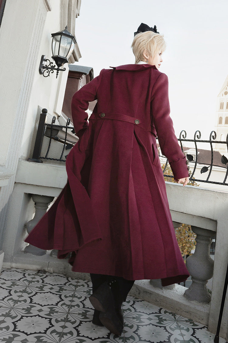 Dark Red [The Legend of Dracula] Long Sleeves Gothic Prince Handsome Cool Ouji Lolita Coat - Product - 8