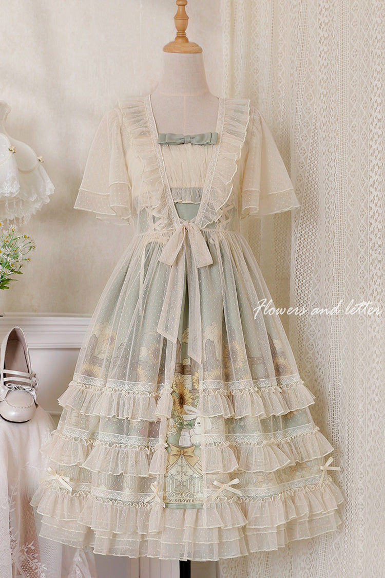 Multi-Color Sleeveless Sunflower Print Elegant and Sweet Lolita Jsk Dress - Product - 7
