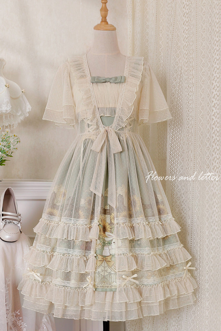 Multi-Color Sleeveless Sunflower Print Elegant and Sweet Lolita Jsk Dress - Product - 7