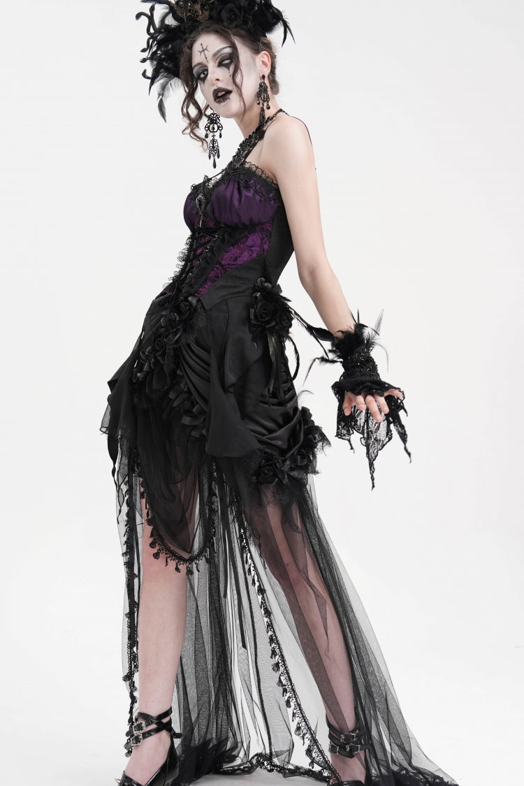 Purple Lace Lace-Up Women's Gothic Overbust Corset - Product - 8