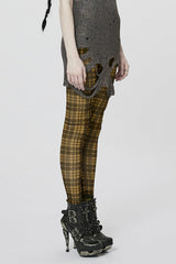 Plaid Print Slim Sheer Women's Steampunk Leggings 2 Colors - Product - 2