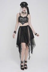 Black Lace-Up Slim Mesh Buckled Women's Punk Heart  Corset - Product - 5